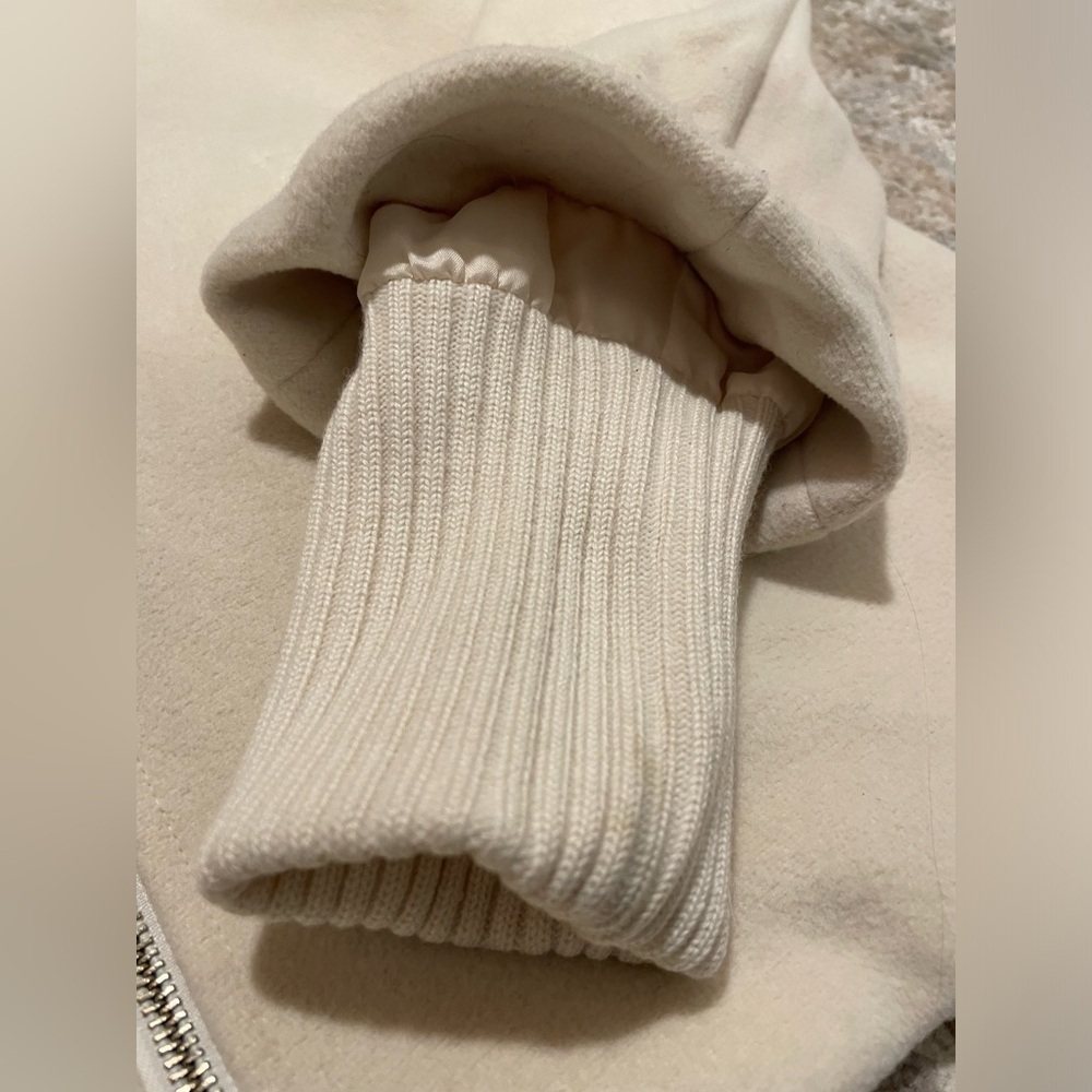 Talbots Wool Blend Ivory Jacket Full Zip Ribbed Collar Cuff Coat Women’s Size 6 - Picture 5 of 10